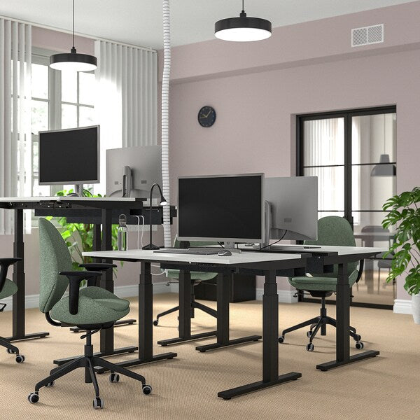 MITTZON - Adjustable height desk base, electric/black, 120/140/160x60 cm