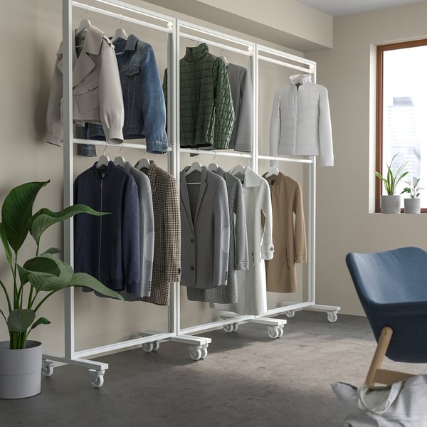 MITTZON clothes rail for frame w castors, white, 80 cm