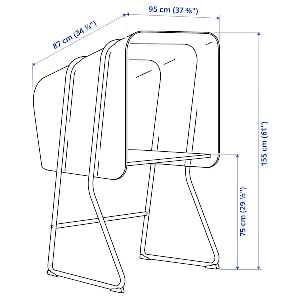 Ikea MITTZON - Focus workstation, beige/white, 95x87x155 cm