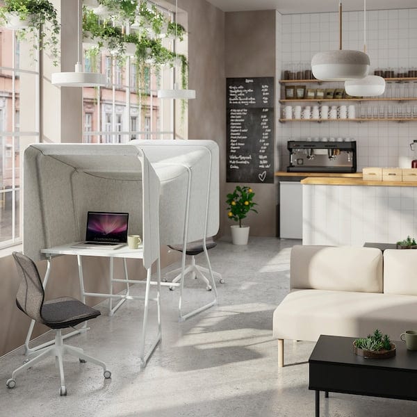 Ikea MITTZON - Focus workstation, beige/white, 95x87x155 cm