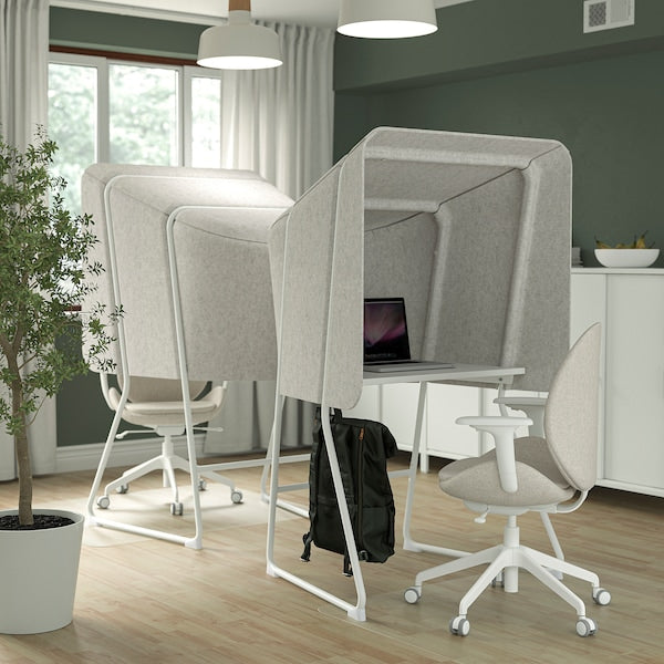 MITTZON - Focus workstation, beige/white, 95x87x155 cm