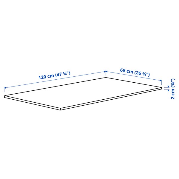 MITTZON - Supplementary top, white, 120x68 cm