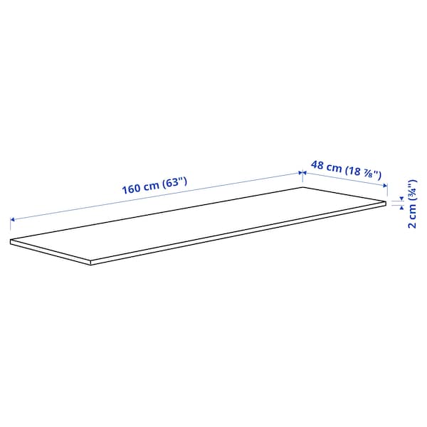 Ikea MITTZON - Additional top, black stain/ash veneer, 160x48 cm