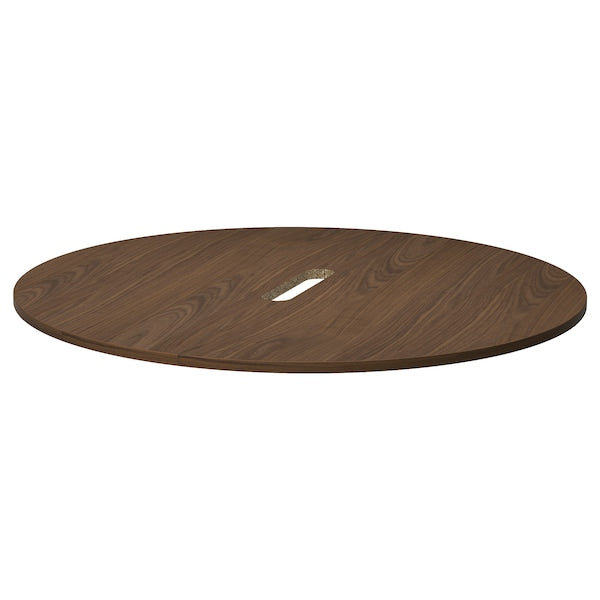 MITTZON - Table top, round/walnut veneer, 120 cm