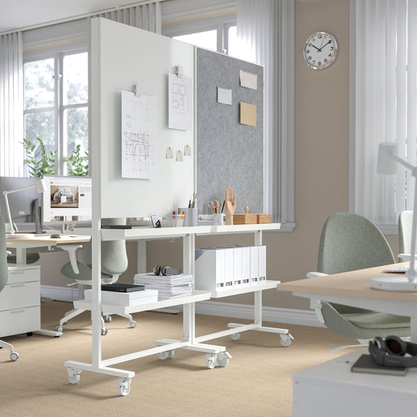 MITTZON display shelf for frame w castors, white, 80x4 cm