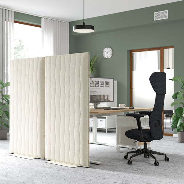 MITTZON acoustic screen, floor standing, Gunnared beige, 90x157 cm