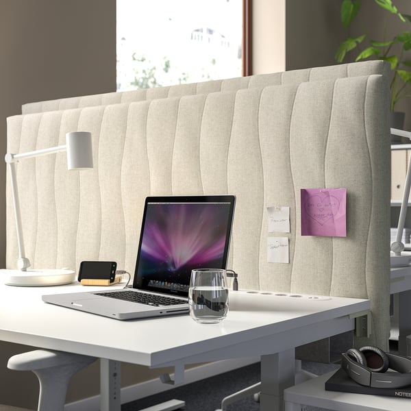 MITTZON acoustic screen for desk, Gunnared beige, 145x72 cm