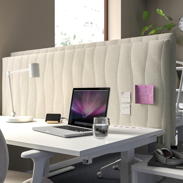 MITTZON acoustic screen for desk, Gunnared beige, 165x72 cm