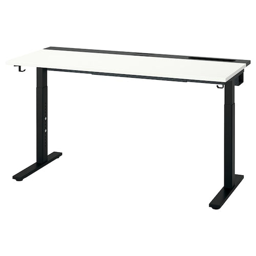 MITTZON - Desk, white/black, 140x60 cm