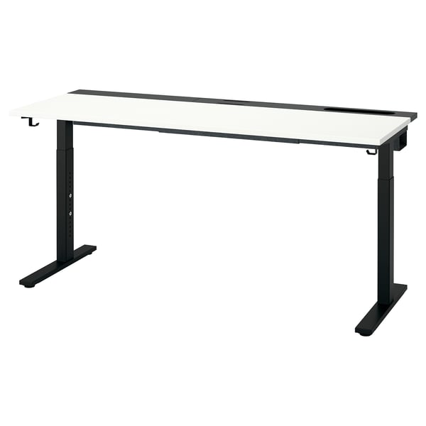 MITTZON desk, white/black, 160x60 cm