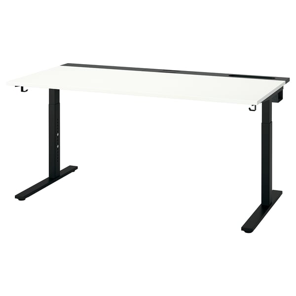 MITTZON desk, white/black, 160x80 cm