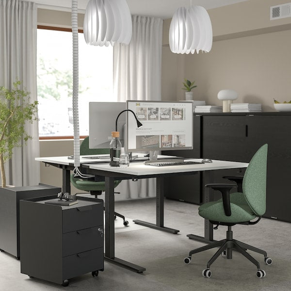 MITTZON - Desk, white/black,120x60 cm