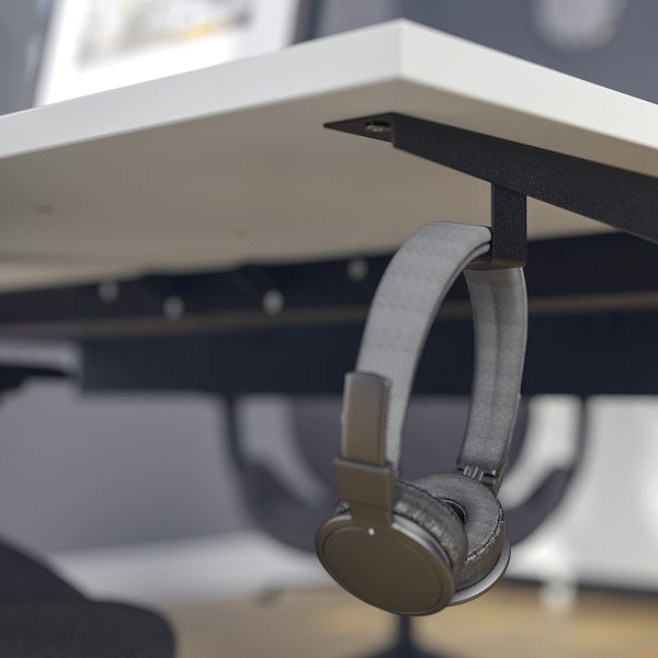 MITTZON - Desk, white/black, 140x60 cm