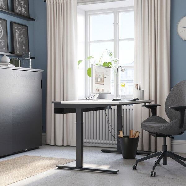 MITTZON - Desk, white/black, 140x60 cm