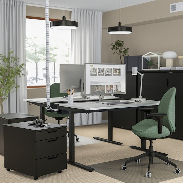 MITTZON - Desk, white/black, 140x80 cm