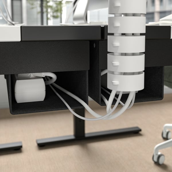 MITTZON desk, white/black, 160x60 cm