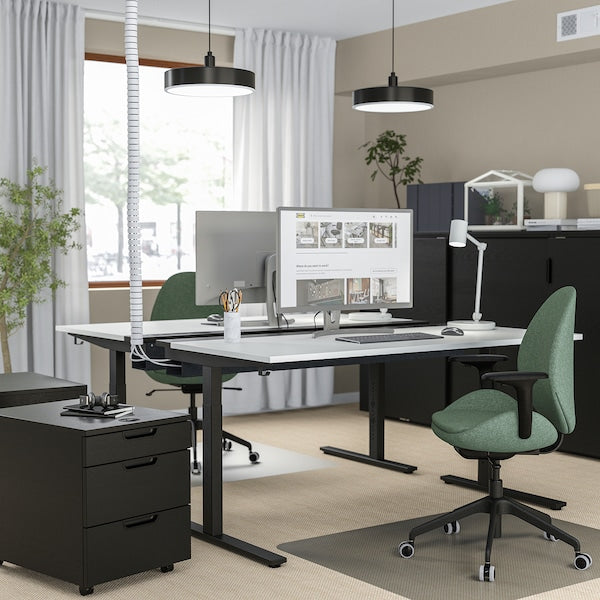 MITTZON - Desk, white/black,160x60 cm