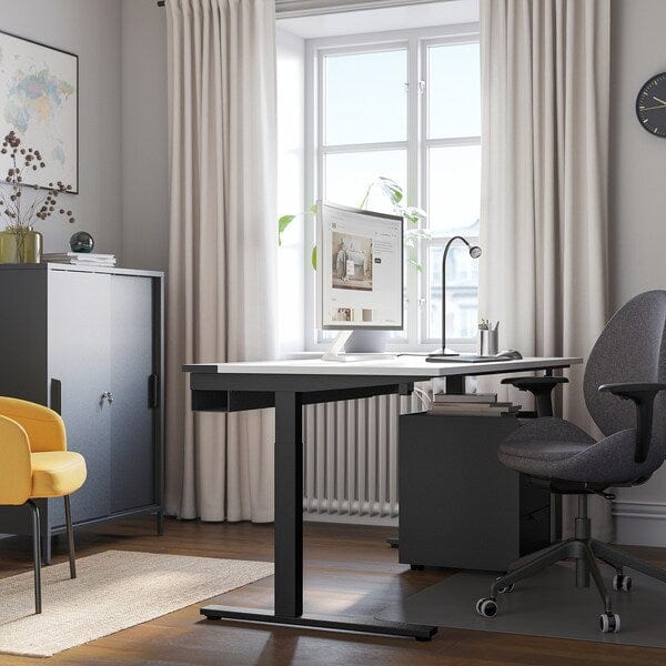Ikea MITTZON - Desk, white/black, 160x80 cm