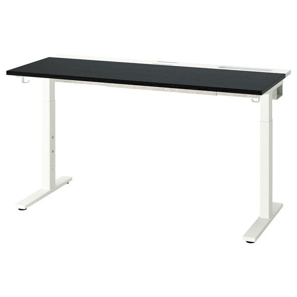 Ikea MITTZON - Desk, black stained ash veneer/white, 140x60 cm