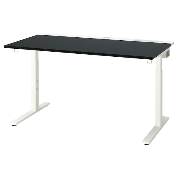Ikea MITTZON - Desk, black stained ash veneer/white, 140x80 cm