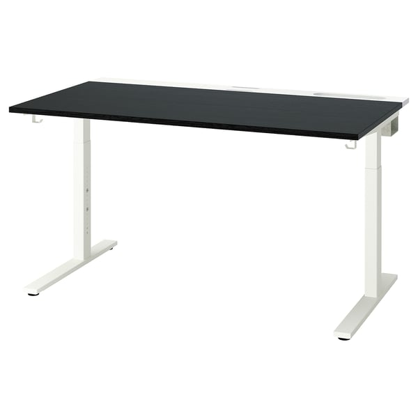 MITTZON desk, black stained ash veneer/white, 140x80 cm
