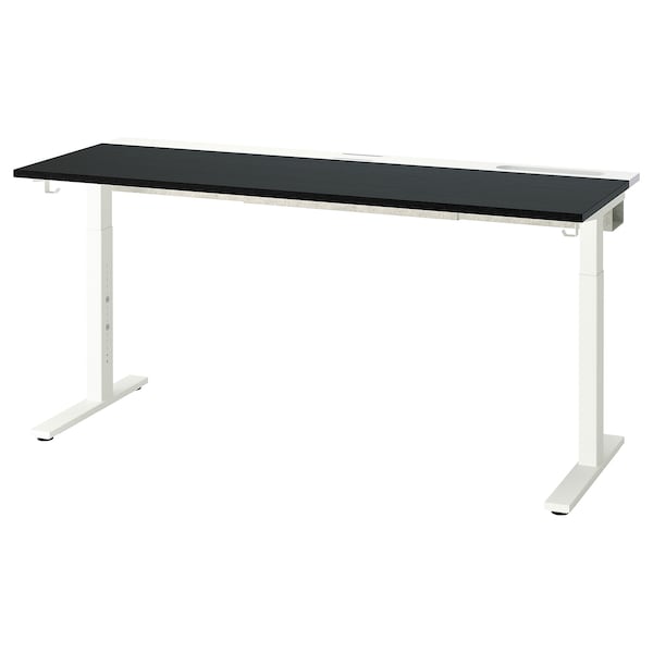 MITTZON - Desk, ash veneer/black/white, 160x60 cm