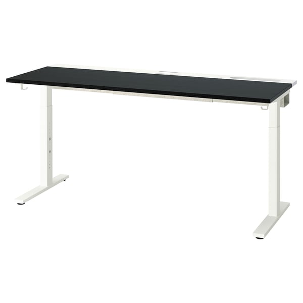 MITTZON desk, black stained ash veneer/white, 160x60 cm