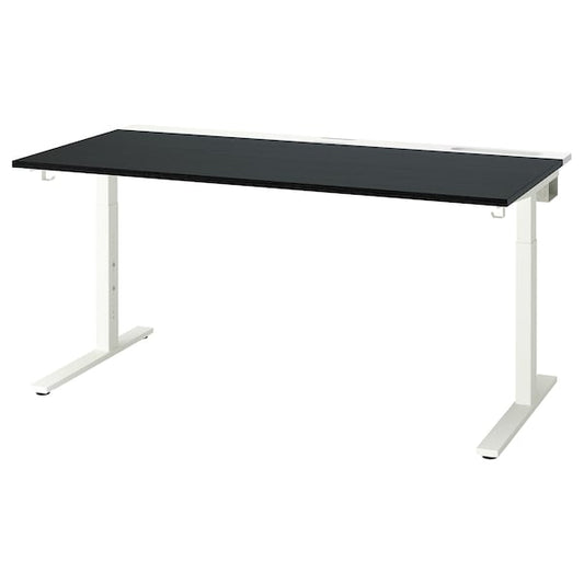 MITTZON - Desk, black stained ash veneer white, 160x80 cm