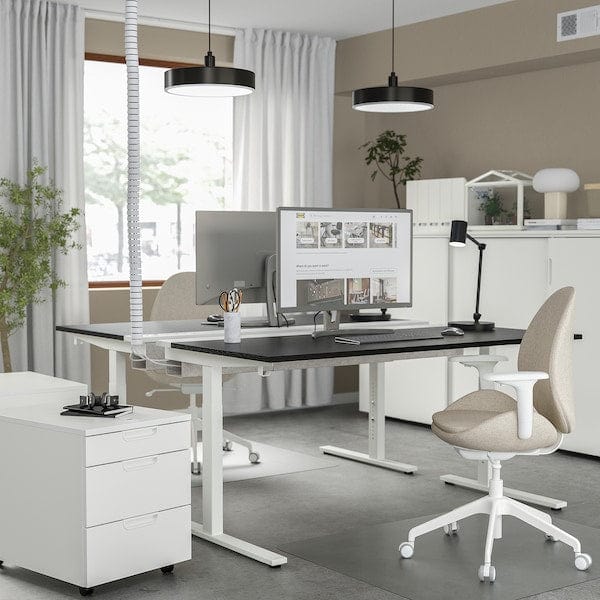 Ikea MITTZON - Desk, black stained ash veneer white, 160x80 cm