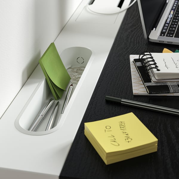 MITTZON desk, black stained ash veneer/white, 160x60 cm