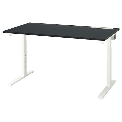 MITTZON - Desk, ash/black/white stained veneer,140x80 cm