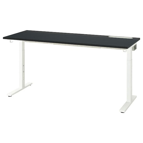 MITTZON - Desk, ash/black/white stain veneer,160x60 cm