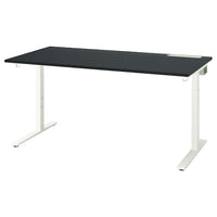 MITTZON desk, black stained ash veneer/black white, 160x80 cm