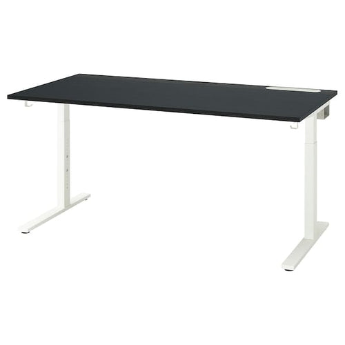 MITTZON - Desk, ash/black/white stained veneer,160x80 cm