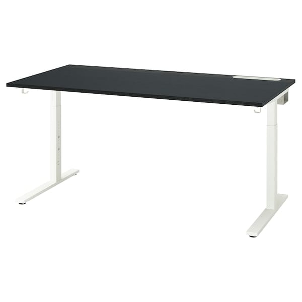 MITTZON - Desk, black stained ash veneer/black white, 160x80 cm