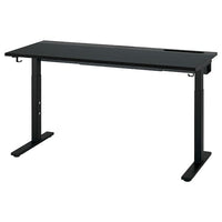 MITTZON desk, black stained ash veneer/black, 140x60 cm