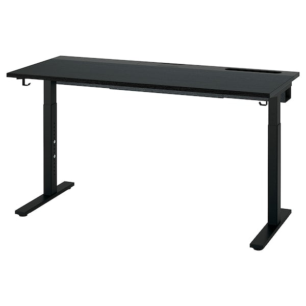 MITTZON - Desk, black stained ash veneer/black, 140x60 cm