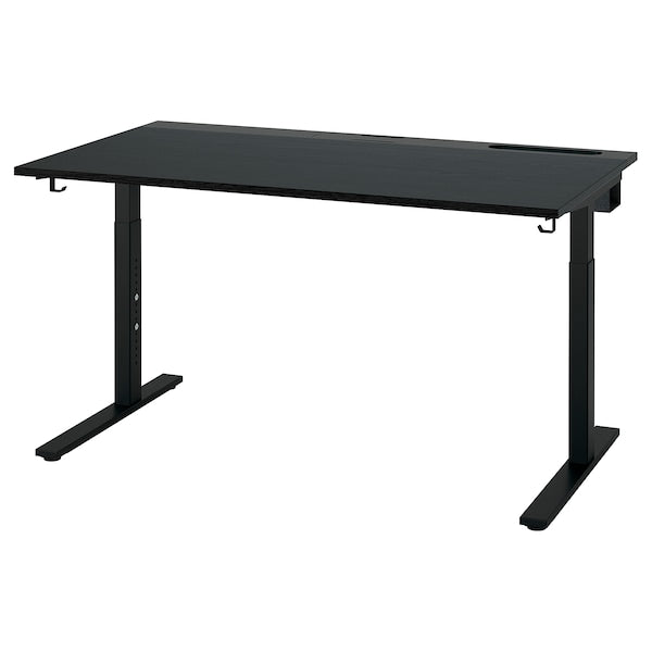 MITTZON - Desk, black stained ash veneer/black, 140x80 cm