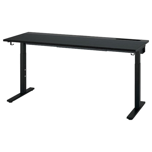 Ikea MITTZON - Scrivania, impiallacc frassino/mordente nero/nero,160x60 cm