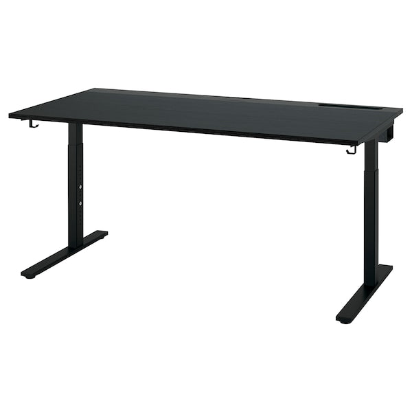 MITTZON - Desk, ash veneer/black/black stain,160x80 cm
