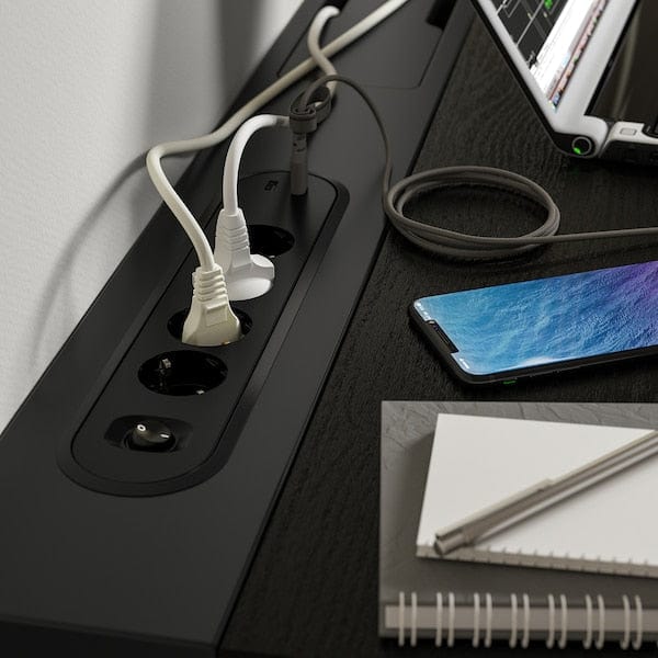 Ikea MITTZON - Scrivania, impiallacc frassino/mordente nero/nero,160x60 cm