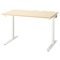 MITTZON - Desk, birch veneer/white, 120x80 cm