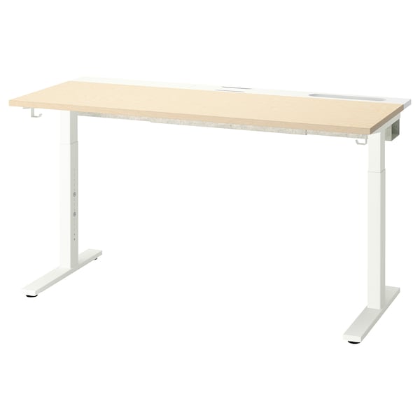 MITTZON - Desk, birch veneer/white,140x60 cm