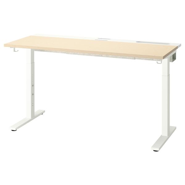 MITTZON - MITTZON Desk, birch veneer/white, 140x60 cm