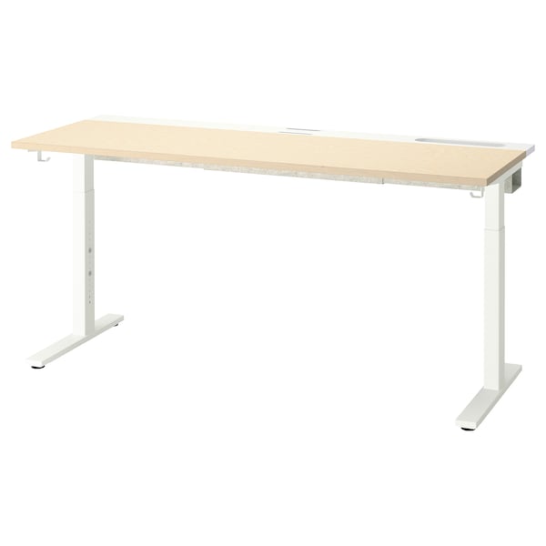 MITTZON - Desk, birch veneer/white,160x60 cm
