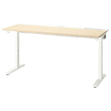 MITTZON desk, birch veneer/white, 160x60 cm