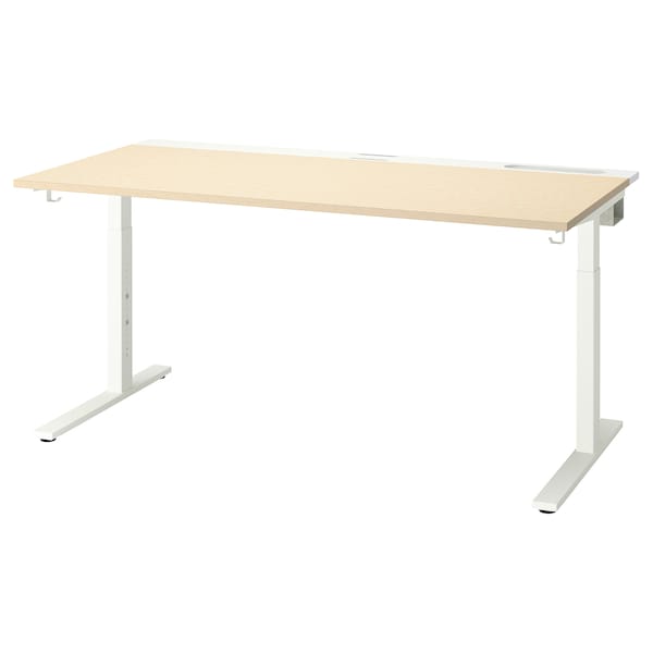 MITTZON - Desk, birch veneer white, 160x80 cm