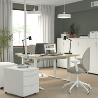 MITTZON - Desk, birch veneer/white,120x60 cm
