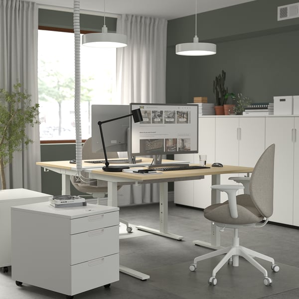 MITTZON desk, birch veneer/white, 120x80 cm