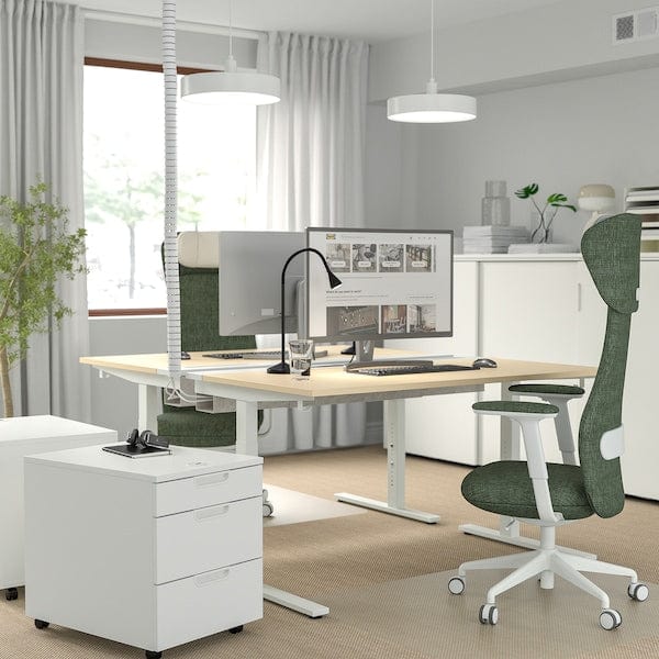 Ikea MITTZON - Desk, birch veneer/white, 140x60 cm